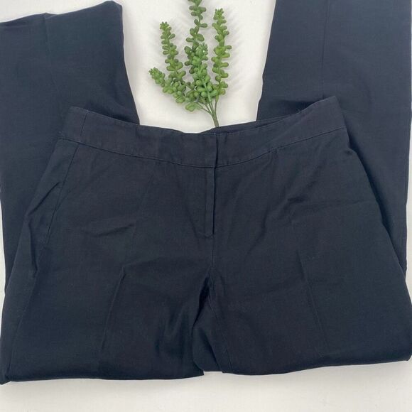 J.Jill Stretch Linen‎ Blend Straight Pants Flat Front Black Size 8 - Picture 1 of 11